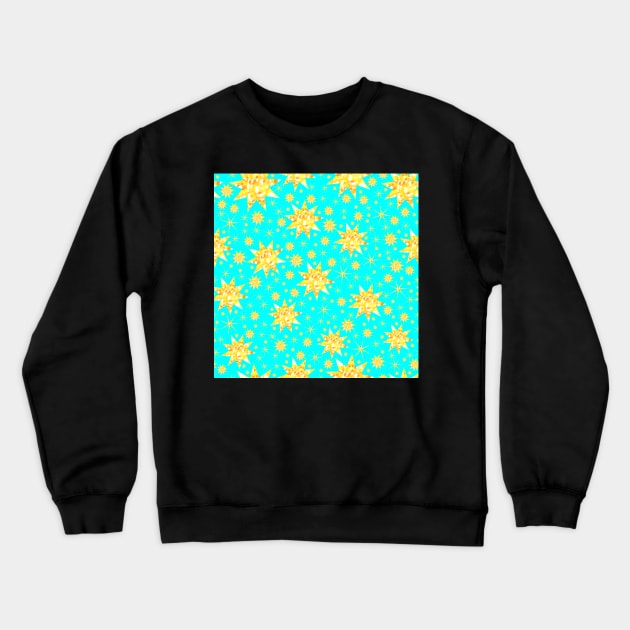 Sundazzle on Cyan Repeat 5748 Crewneck Sweatshirt by ArtticArlo